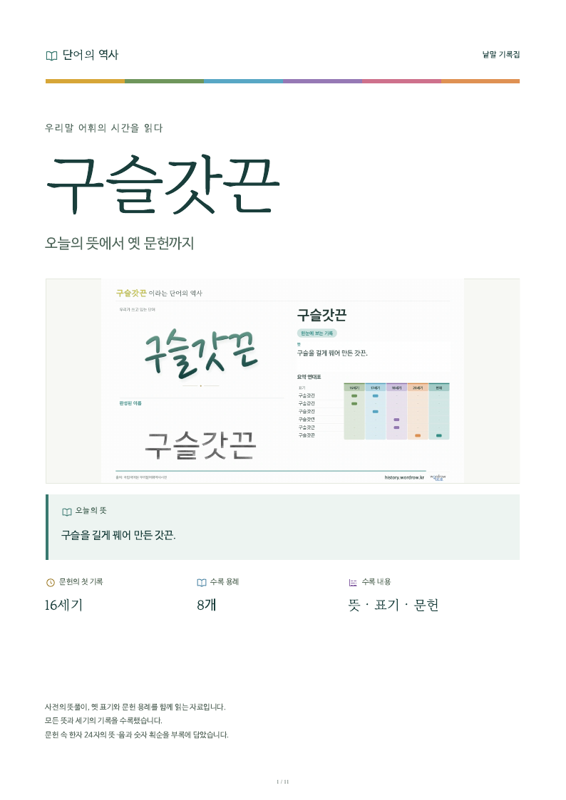 구슬갓끈 낱말 기록집 PDF 첫 페이지