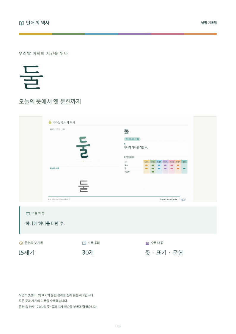 둘 낱말 기록집 PDF 첫 페이지