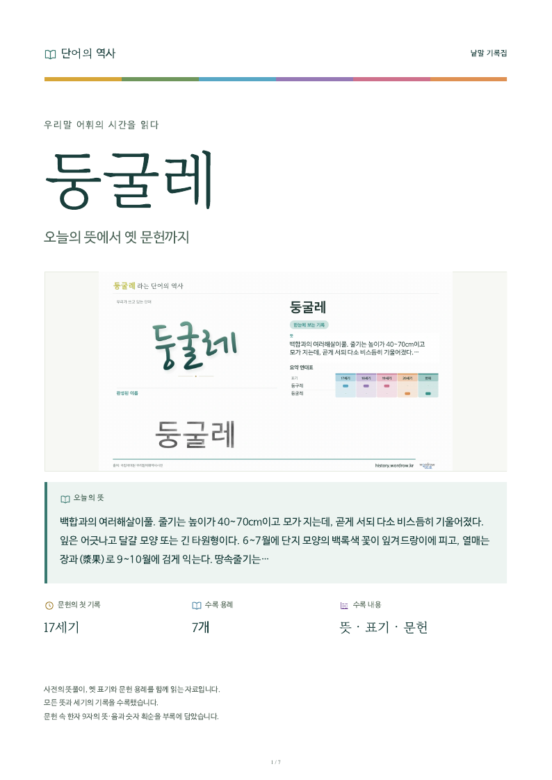 둥굴레 낱말 기록집 PDF 첫 페이지