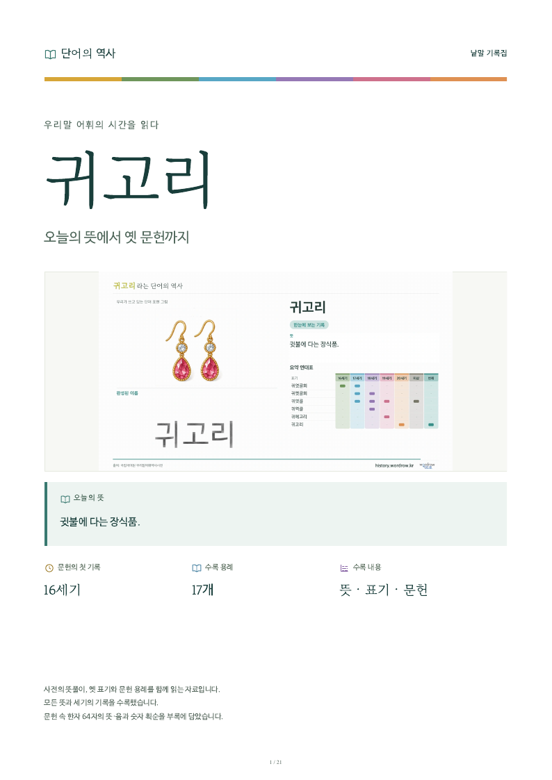 귀고리 낱말 기록집 PDF 첫 페이지