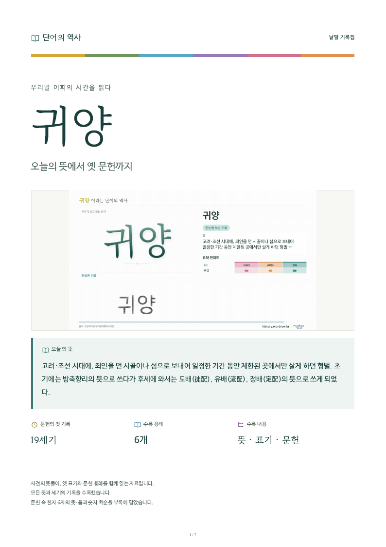 귀양 낱말 기록집 PDF 첫 페이지