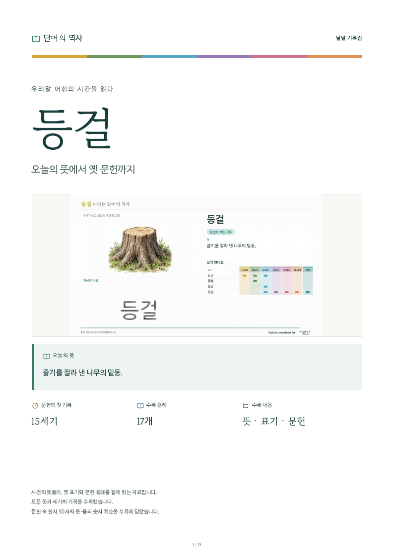 등걸 낱말 기록집 PDF 첫 페이지