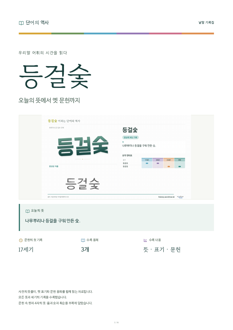 등걸숯 낱말 기록집 PDF 첫 페이지