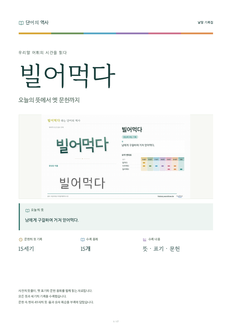 빌어먹다 낱말 기록집 PDF 첫 페이지