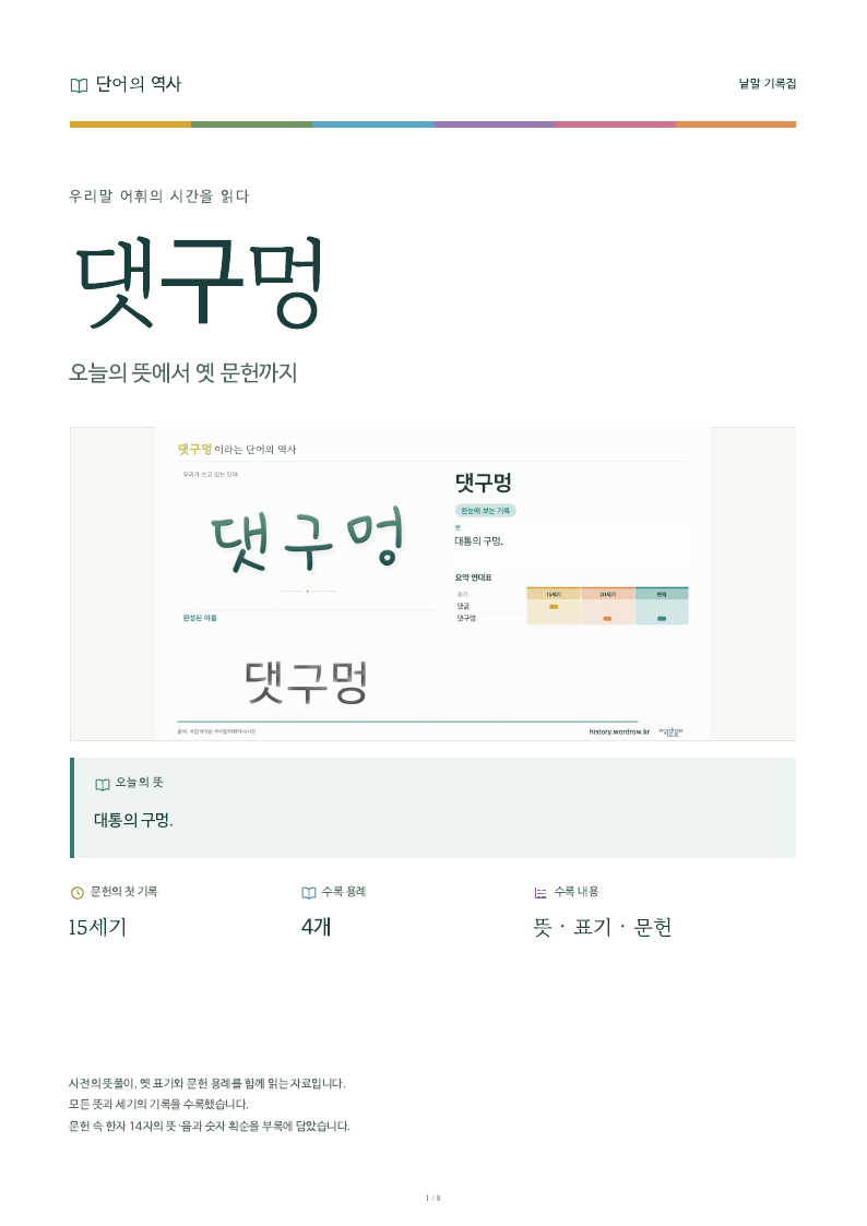 댓구멍 낱말 기록집 PDF 첫 페이지