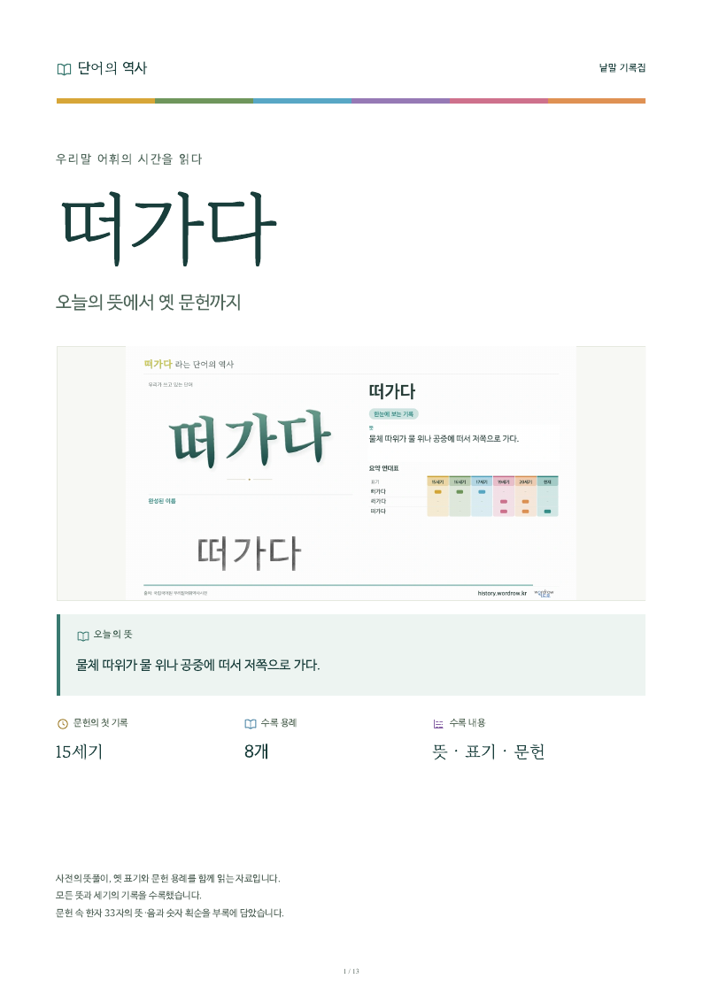 떠가다 낱말 기록집 PDF 첫 페이지