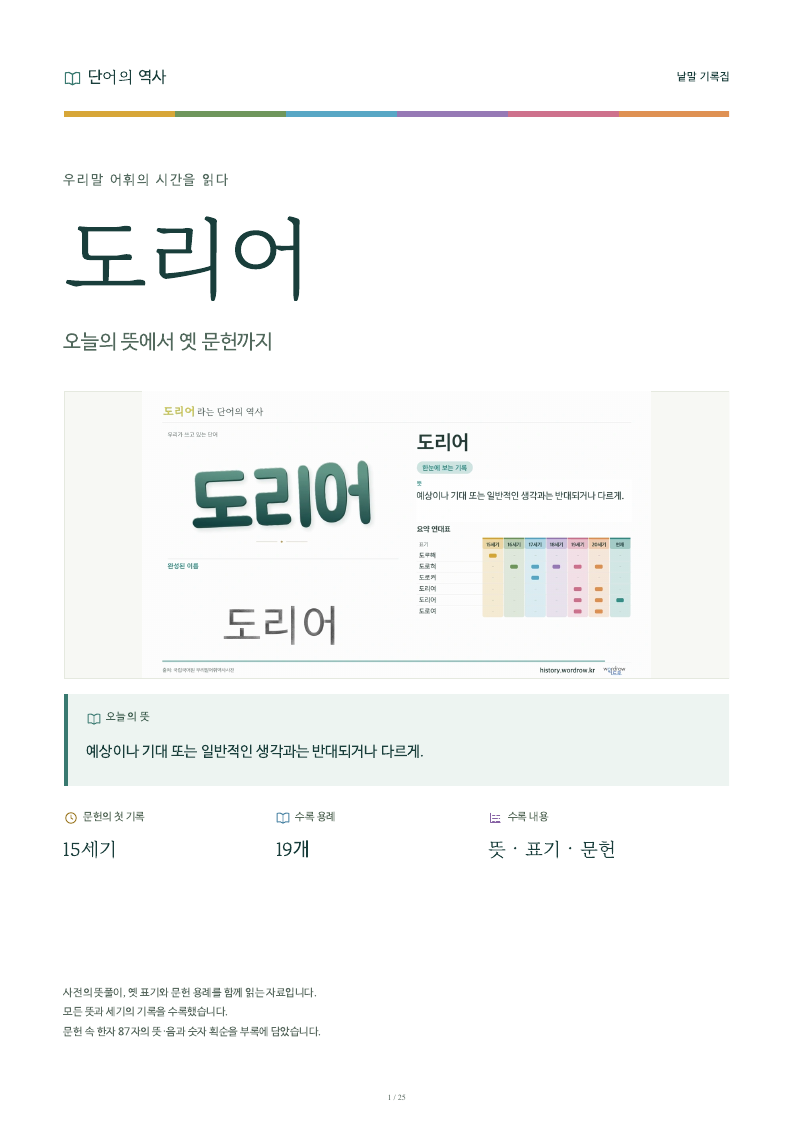 도리어 낱말 기록집 PDF 첫 페이지