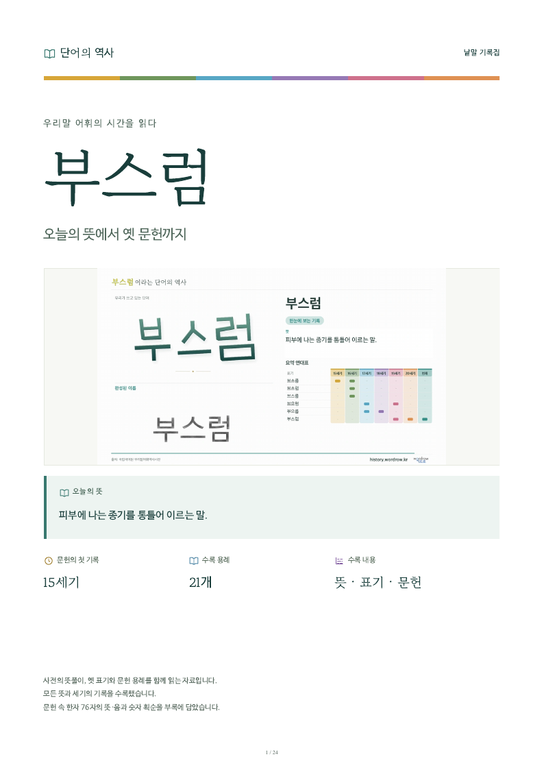 부스럼 낱말 기록집 PDF 첫 페이지