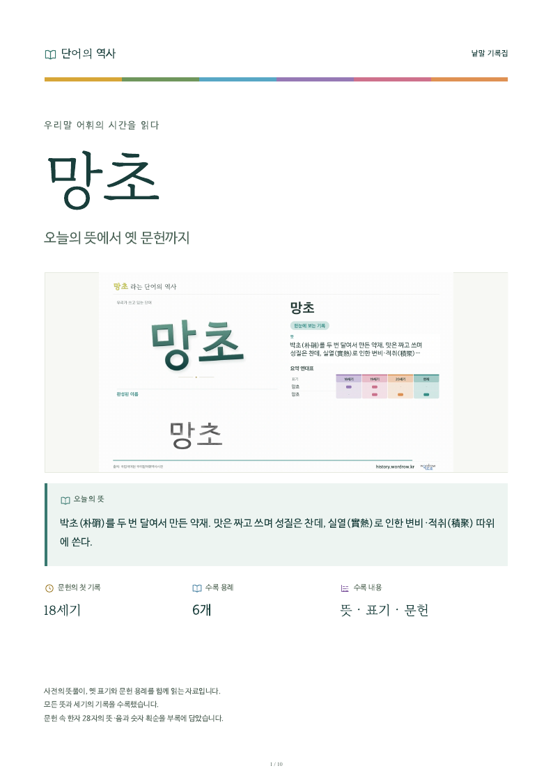 망초 낱말 기록집 PDF 첫 페이지