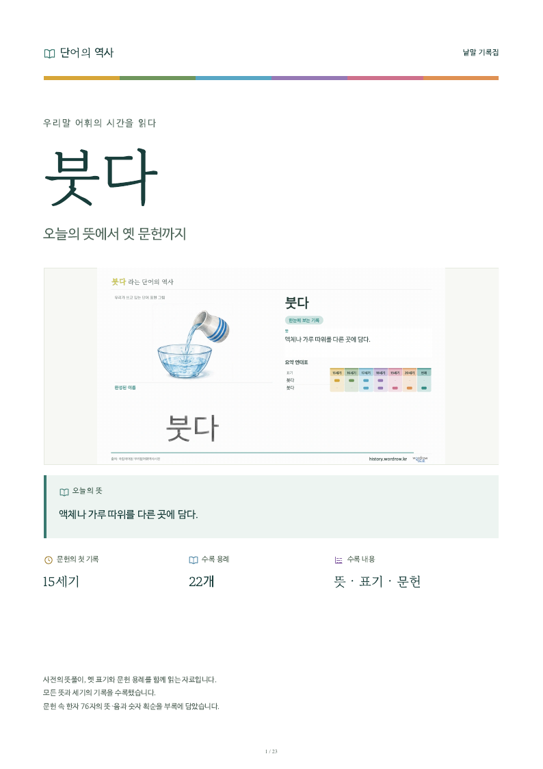 붓다 낱말 기록집 PDF 첫 페이지