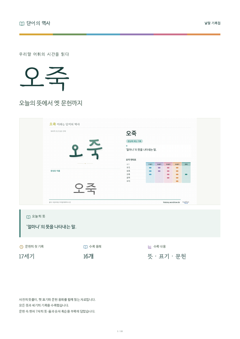 오죽 낱말 기록집 PDF 첫 페이지
