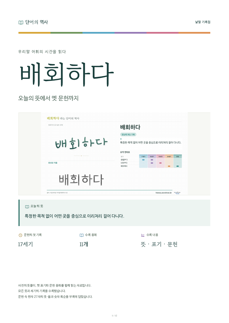 배회하다 낱말 기록집 PDF 첫 페이지