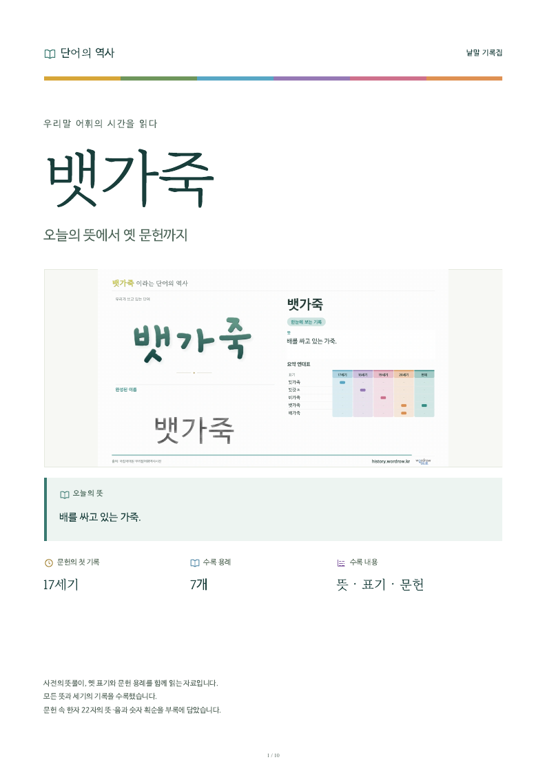 뱃가죽 낱말 기록집 PDF 첫 페이지
