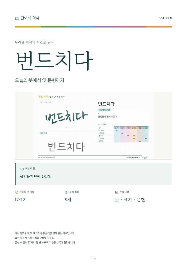 번드치다 낱말 기록집 PDF 첫 페이지