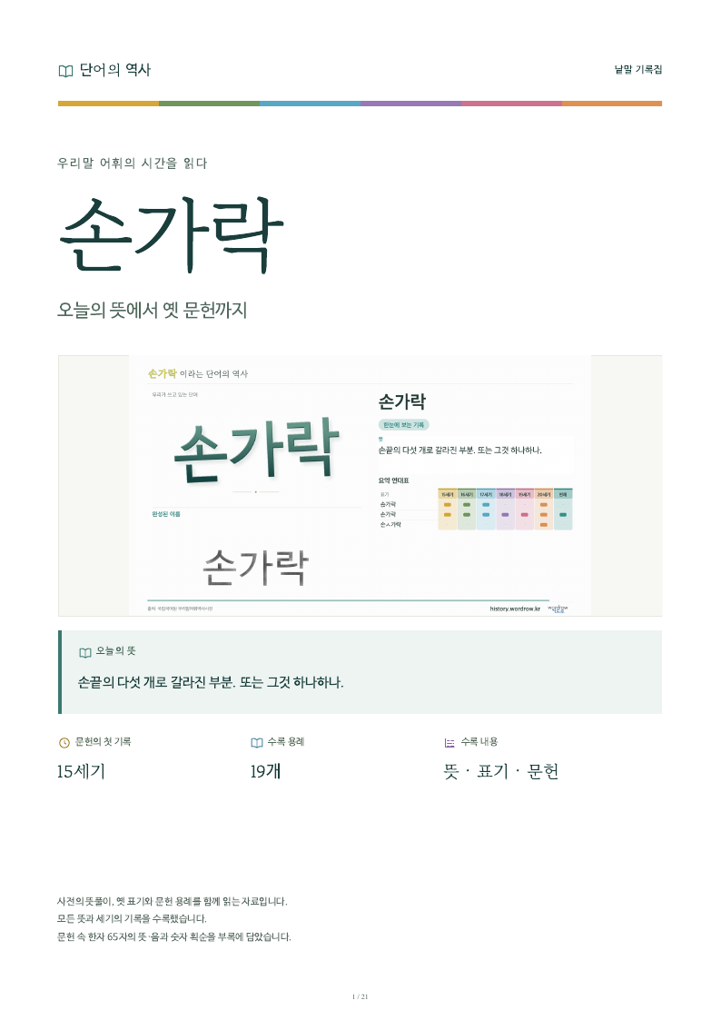 손가락 낱말 기록집 PDF 첫 페이지