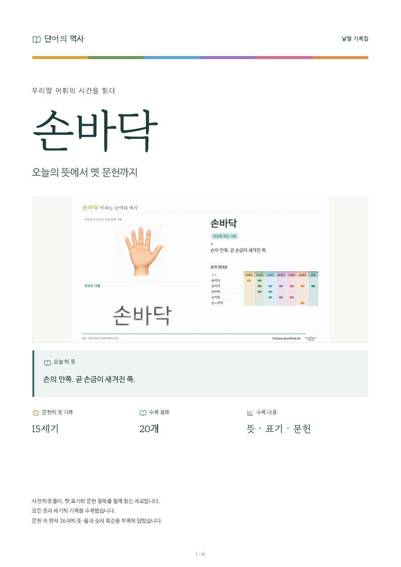 손바닥 낱말 기록집 PDF 첫 페이지