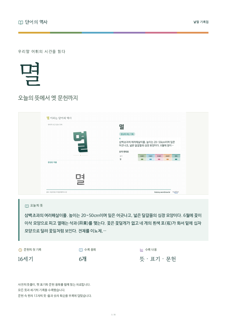 멸 낱말 기록집 PDF 첫 페이지