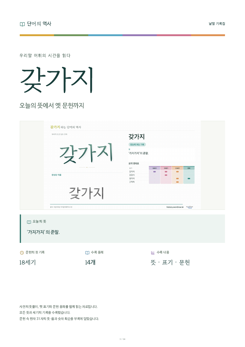 갖가지 낱말 기록집 PDF 첫 페이지