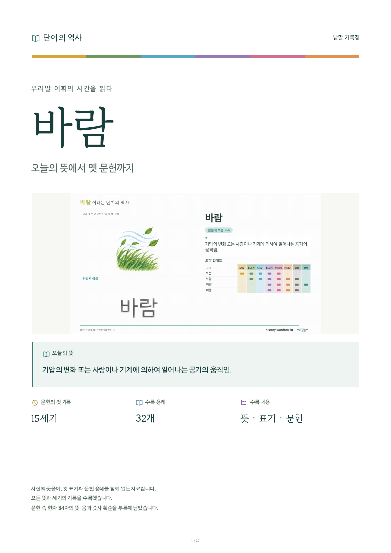 바람 낱말 기록집 PDF 첫 페이지