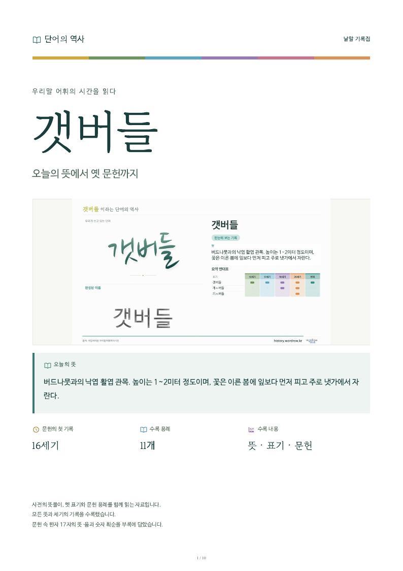 갯버들 낱말 기록집 PDF 첫 페이지
