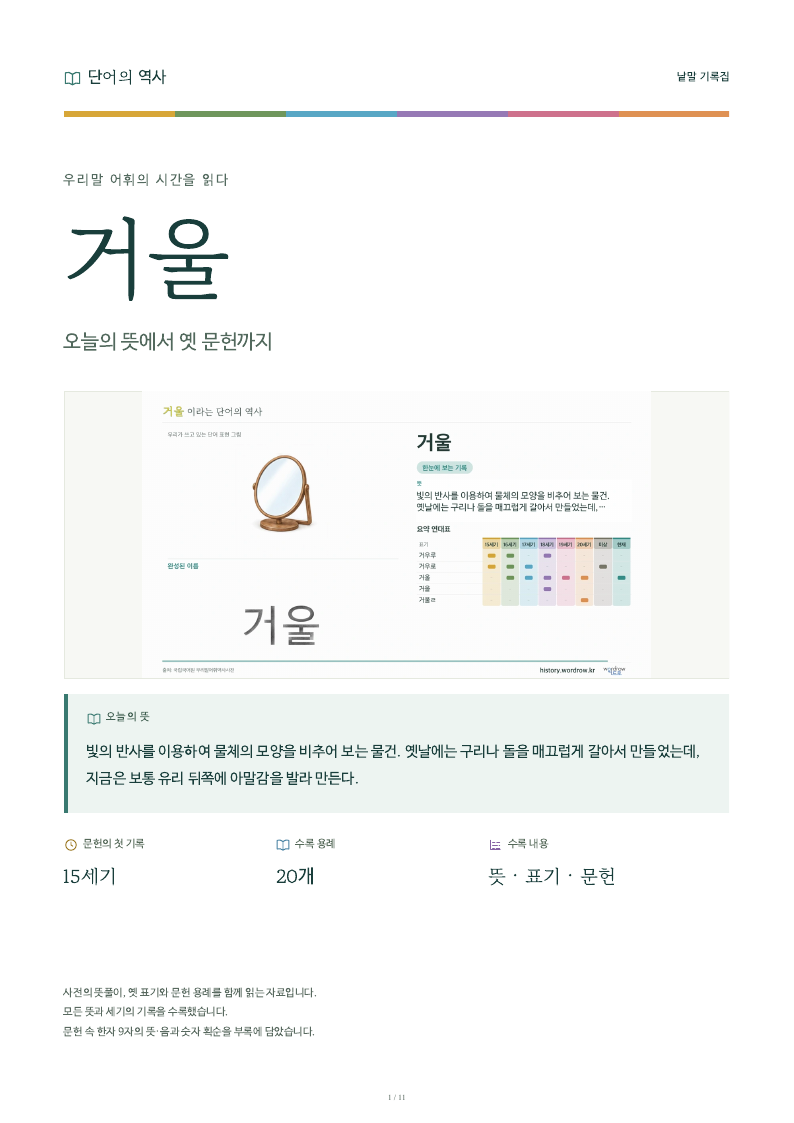 거울 낱말 기록집 PDF 첫 페이지