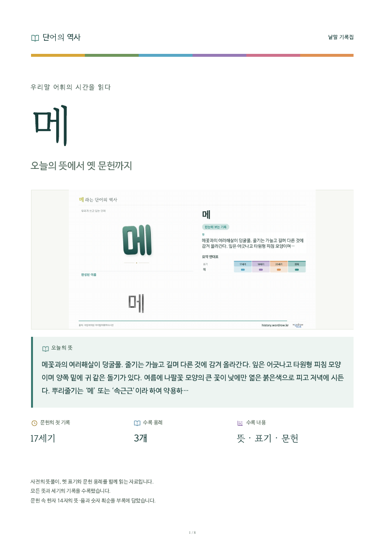 메 낱말 기록집 PDF 첫 페이지