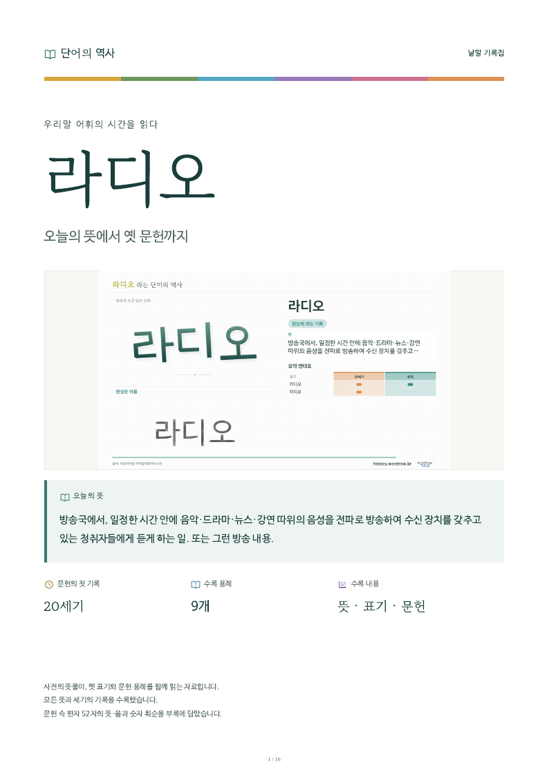 라디오 낱말 기록집 PDF 첫 페이지