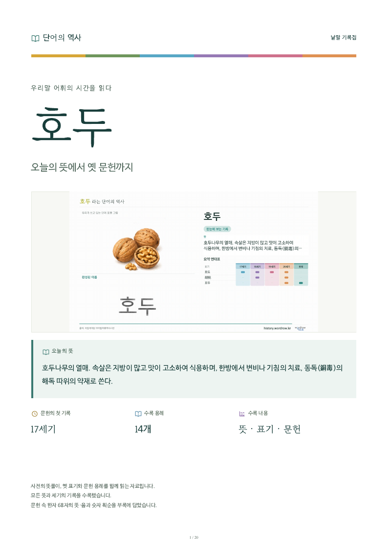 호두 낱말 기록집 PDF 첫 페이지