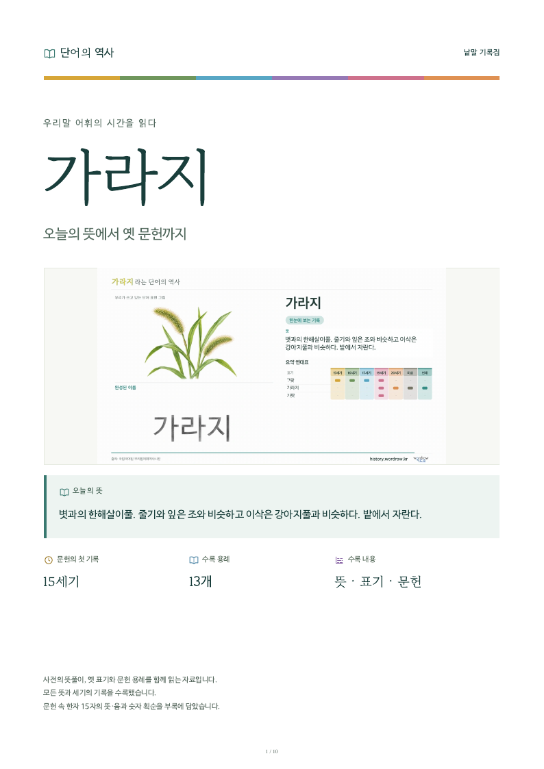 가라지 낱말 기록집 PDF 첫 페이지
