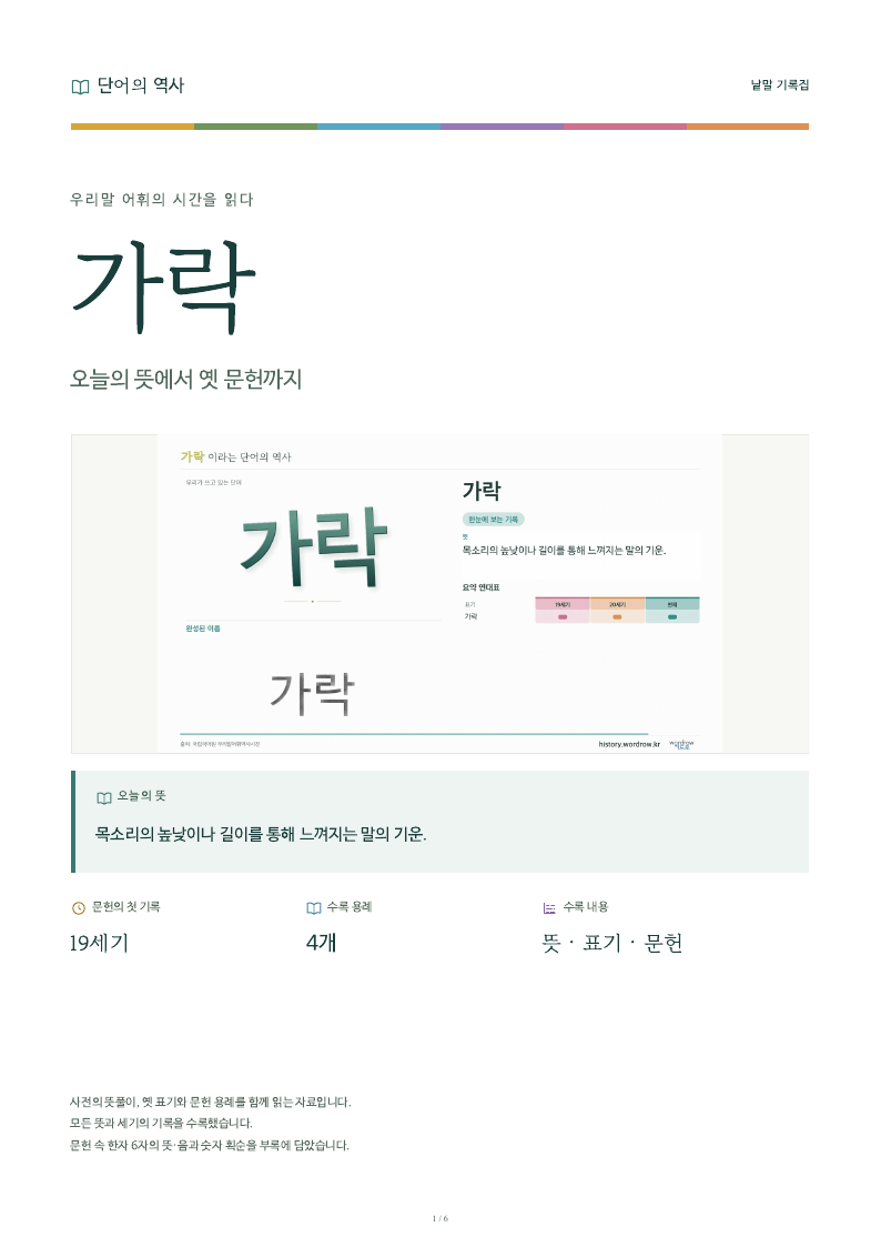 가락 낱말 기록집 PDF 첫 페이지