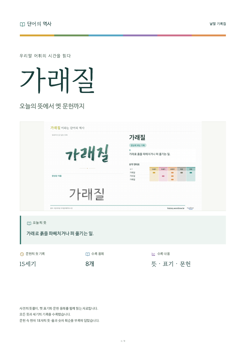 가래질 낱말 기록집 PDF 첫 페이지