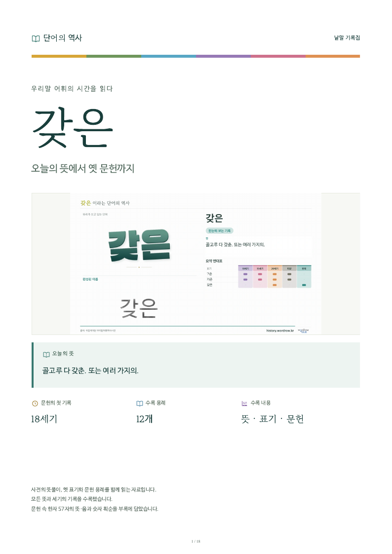 갖은 낱말 기록집 PDF 첫 페이지