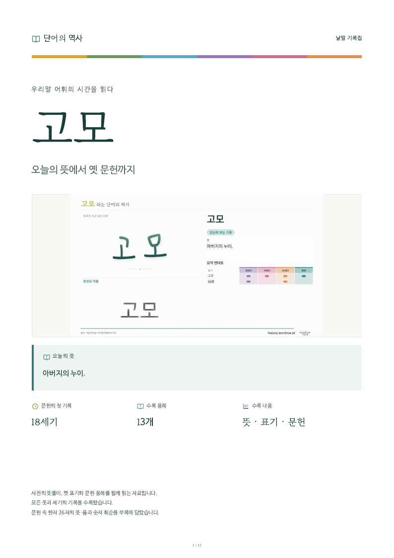 고모 낱말 기록집 PDF 첫 페이지