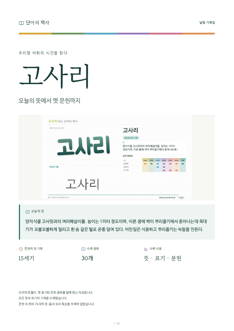 고사리 낱말 기록집 PDF 첫 페이지