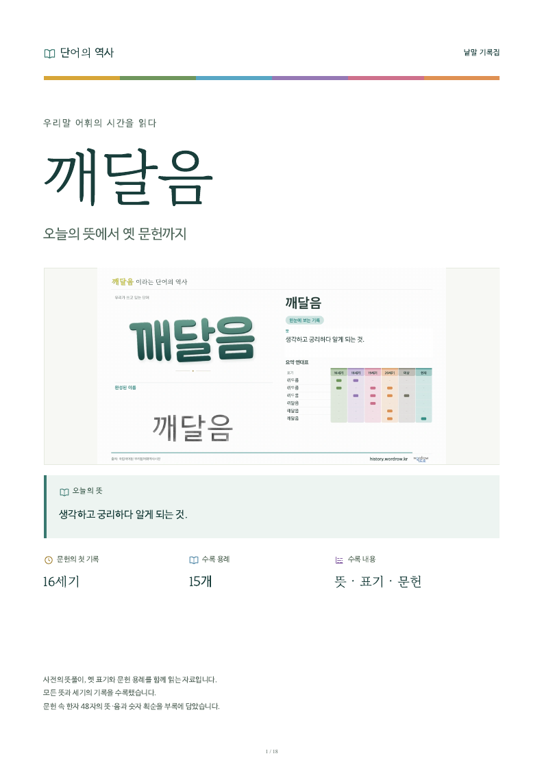 깨달음 낱말 기록집 PDF 첫 페이지