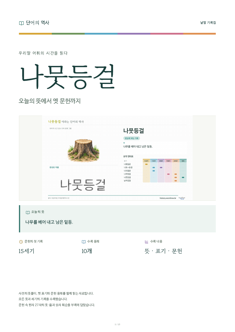 나뭇등걸 낱말 기록집 PDF 첫 페이지