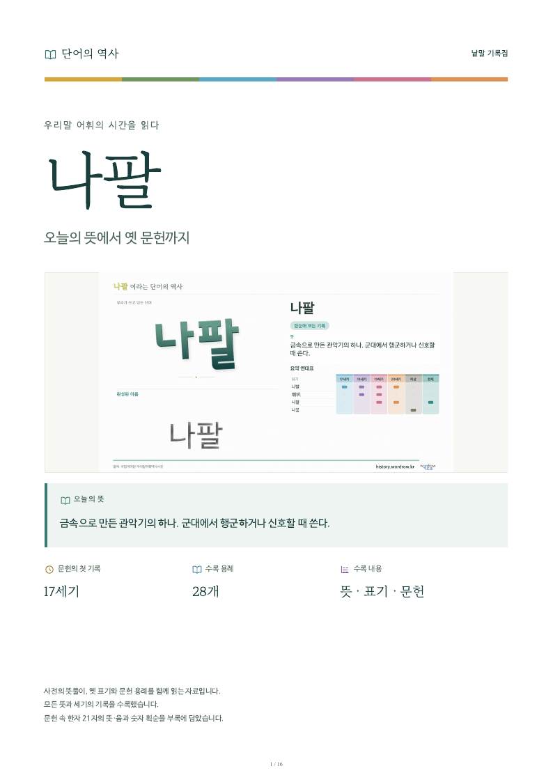나팔 낱말 기록집 PDF 첫 페이지