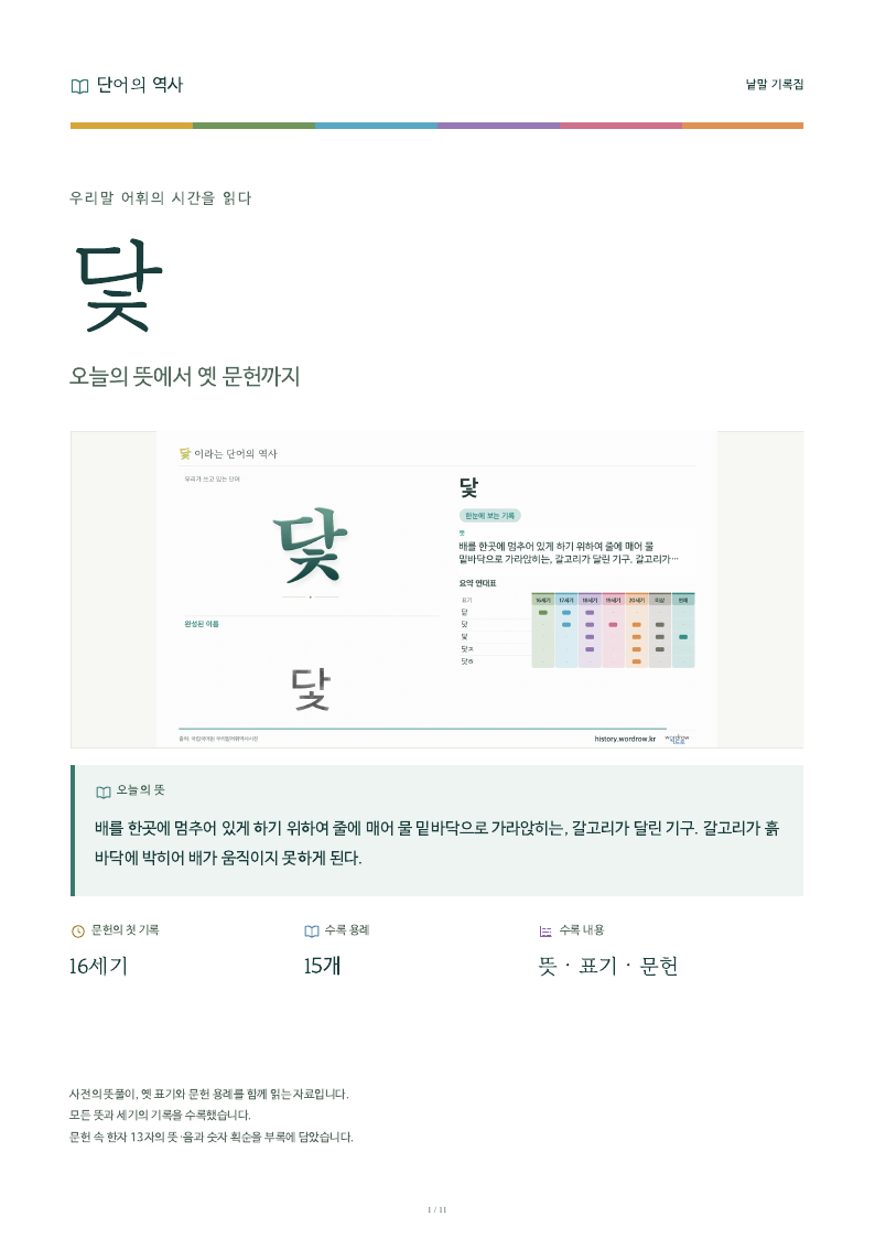 닻 낱말 기록집 PDF 첫 페이지