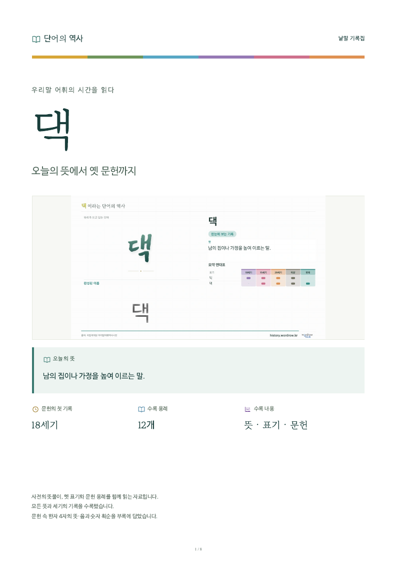 댁 낱말 기록집 PDF 첫 페이지