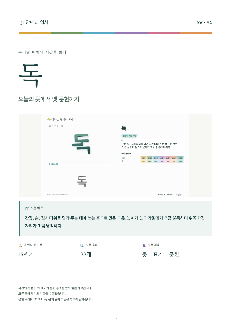 독 낱말 기록집 PDF 첫 페이지