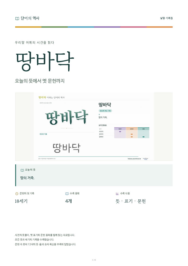 땅바닥 낱말 기록집 PDF 첫 페이지