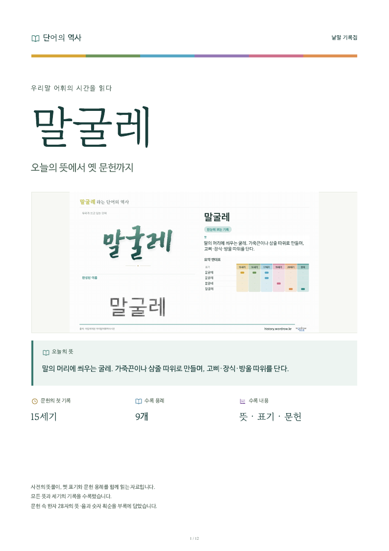 말굴레 낱말 기록집 PDF 첫 페이지