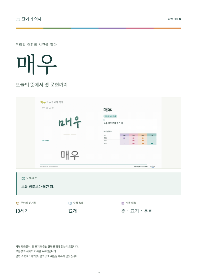 매우 낱말 기록집 PDF 첫 페이지