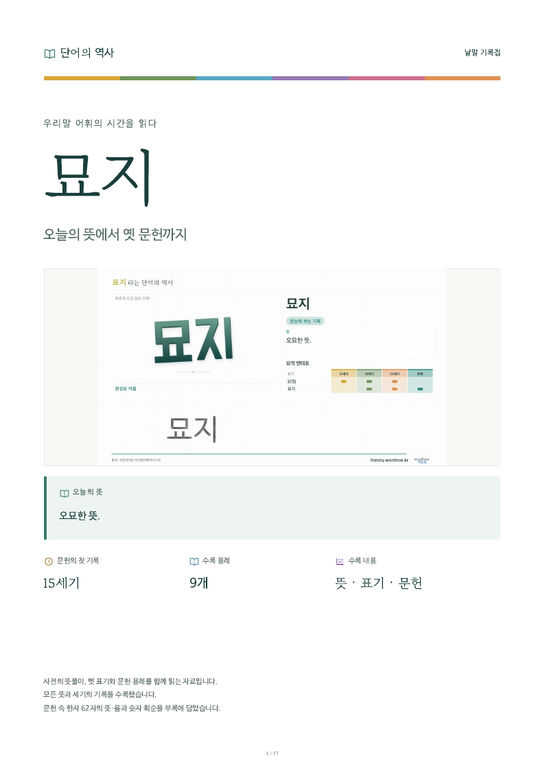 묘지 낱말 기록집 PDF 첫 페이지