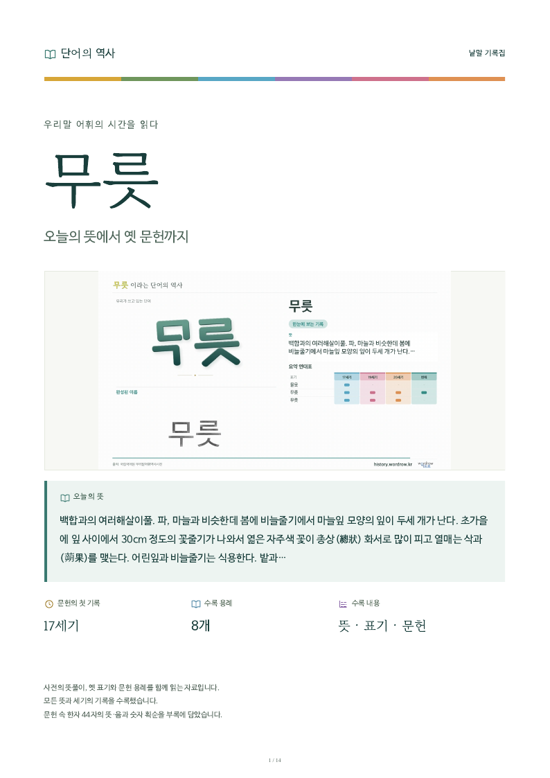 무릇 낱말 기록집 PDF 첫 페이지