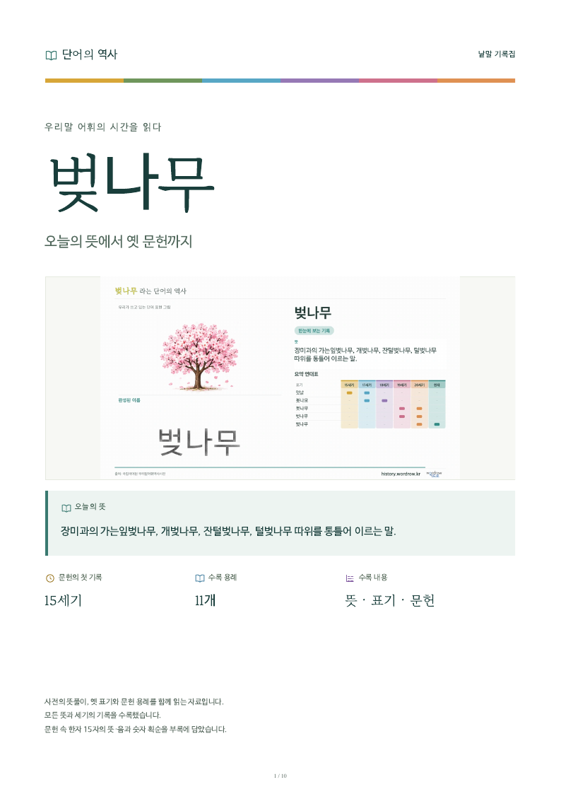 벚나무 낱말 기록집 PDF 첫 페이지