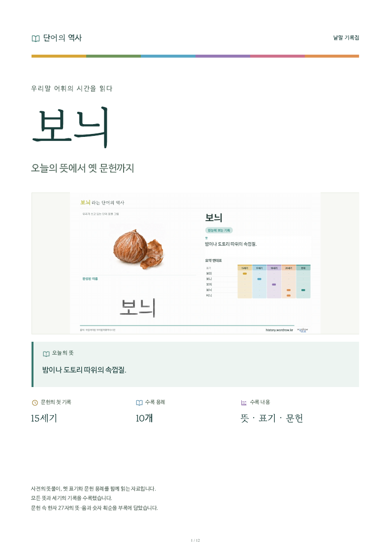 보늬 낱말 기록집 PDF 첫 페이지