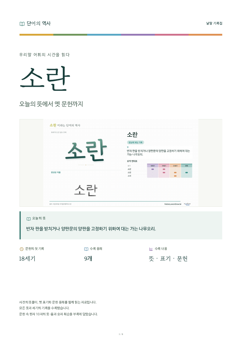 소란 낱말 기록집 PDF 첫 페이지