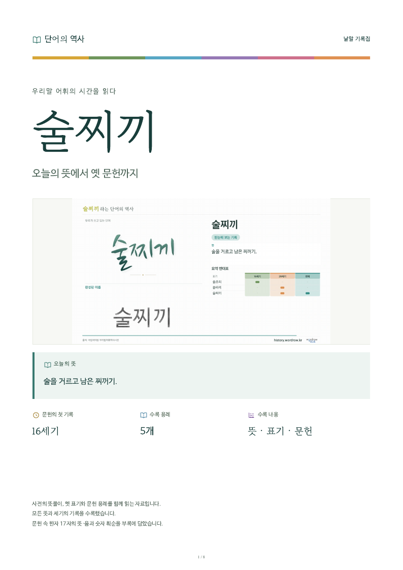 술찌끼 낱말 기록집 PDF 첫 페이지