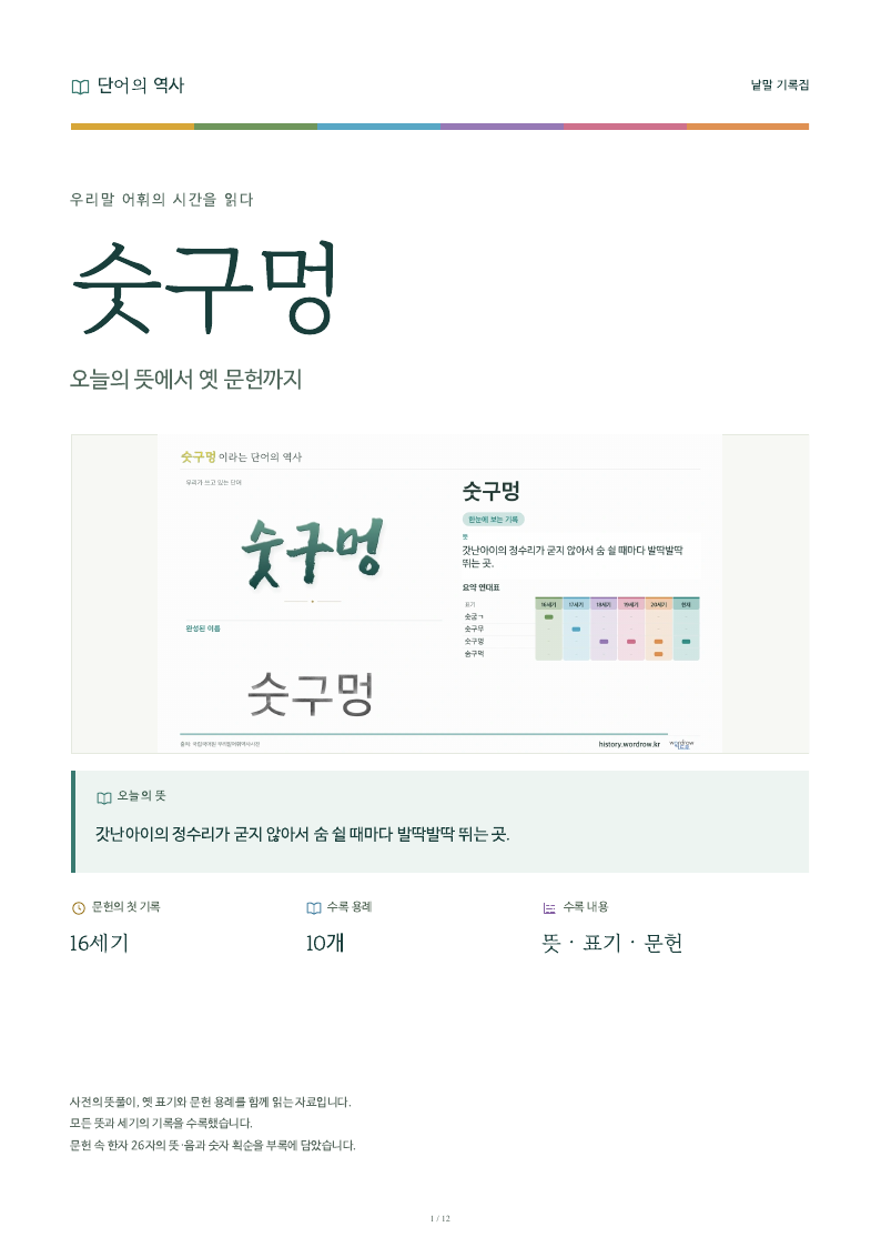 숫구멍 낱말 기록집 PDF 첫 페이지
